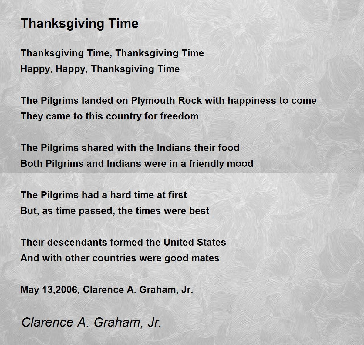 Thanksgiving Time - Thanksgiving Time Poemclarence A. Graham, Jr. pertaining to Thanksgiving Time Poem