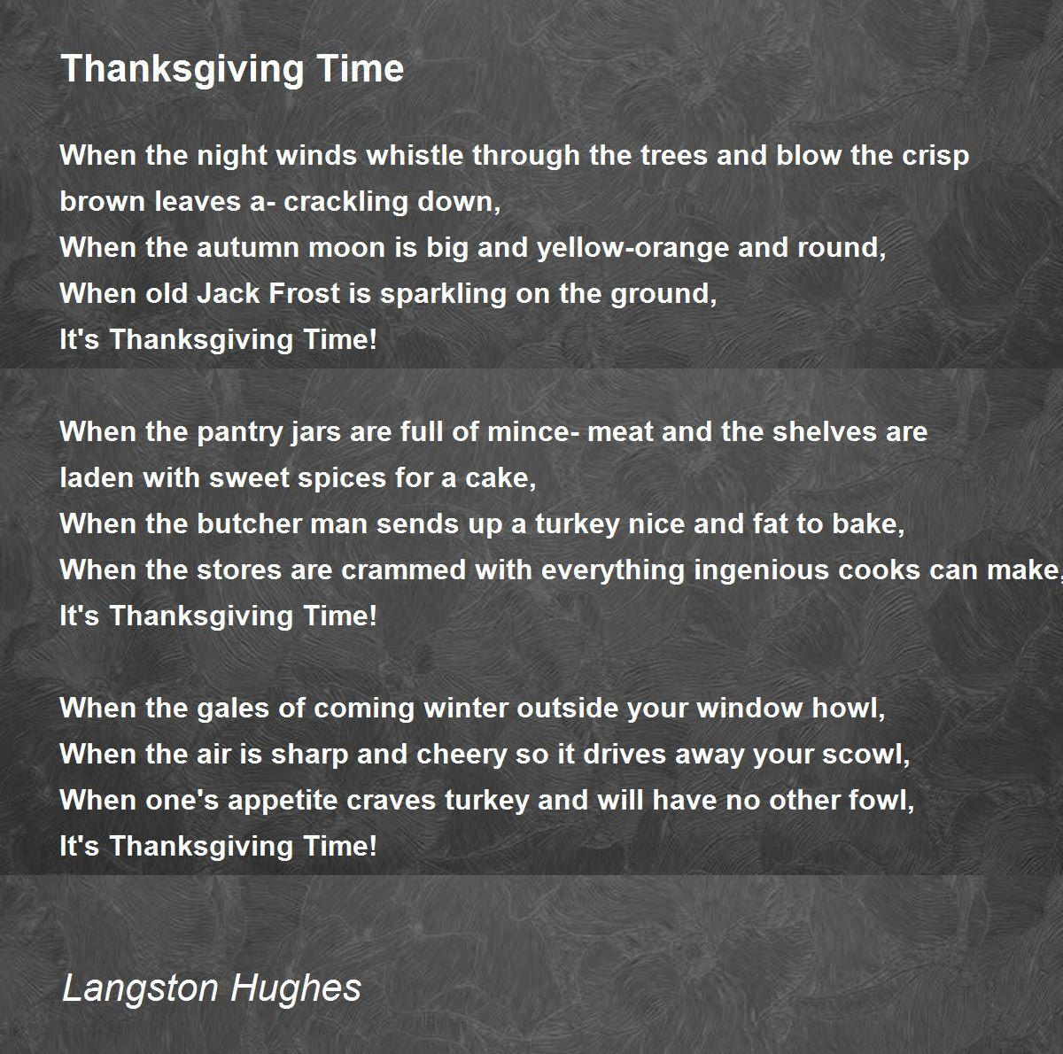 Thanksgiving Time - Thanksgiving Time Poemlangston Hughes pertaining to Thanksgiving Time Poem