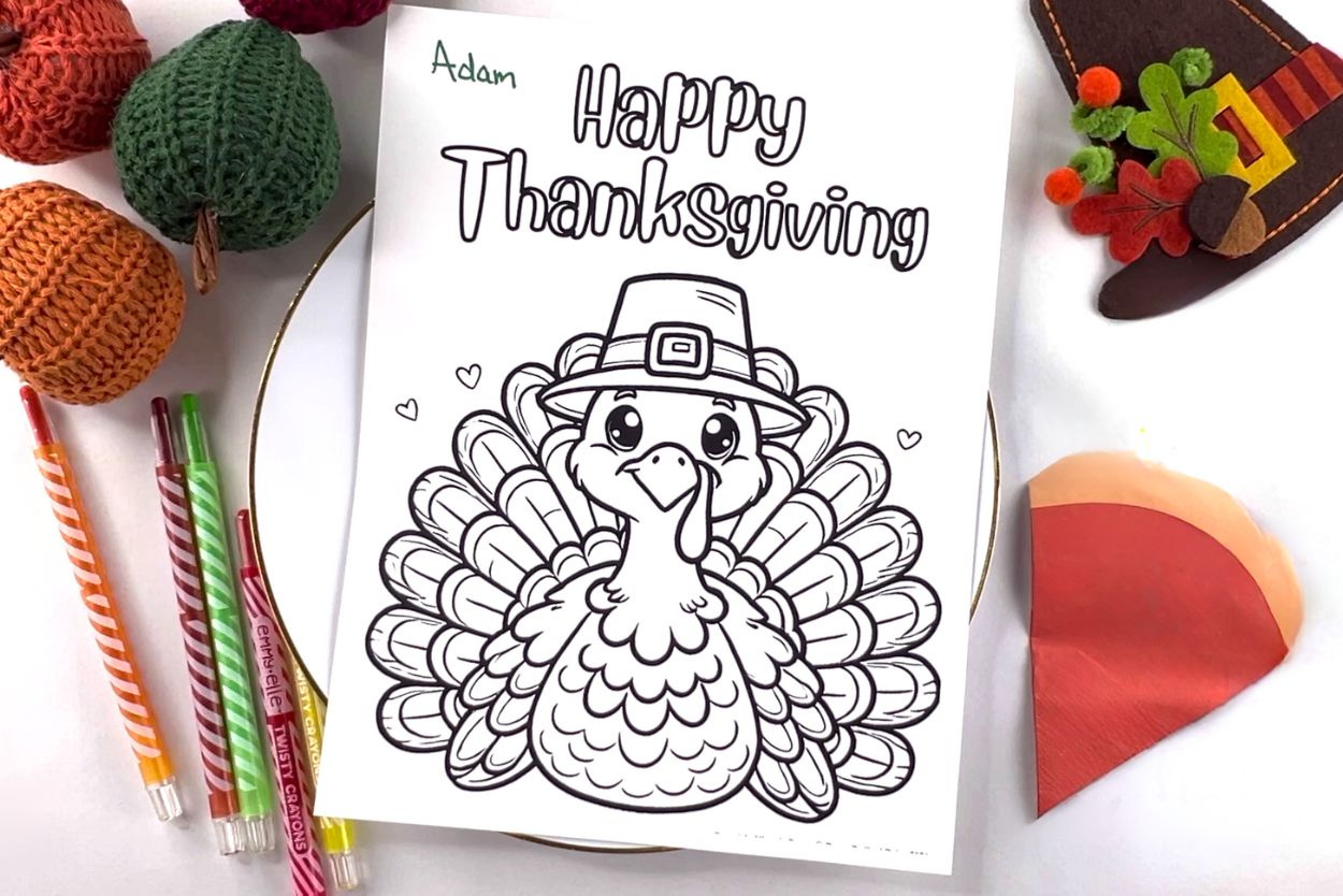 Thanksgiving Turkey Coloring Page (Perfect Place Setting Fun!) regarding Printable Happy Thanksgiving Turkey
