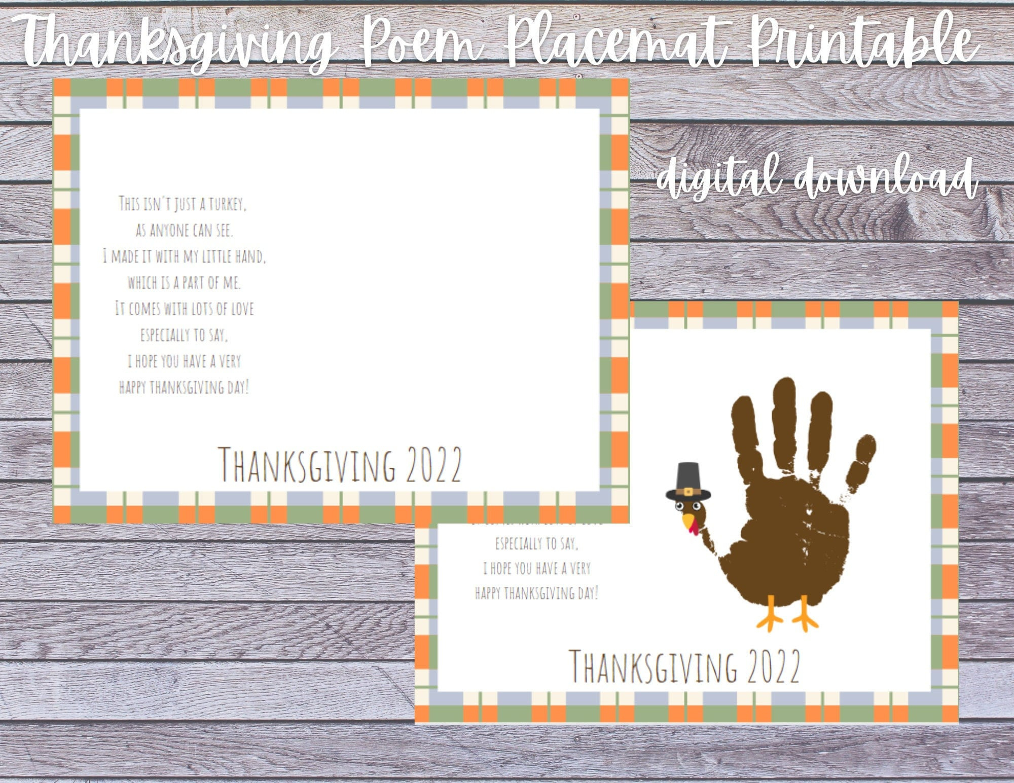Thanksgiving Turkey Poem Placemat Printable - Etsy Ireland regarding Thanksgiving Placemat Poem