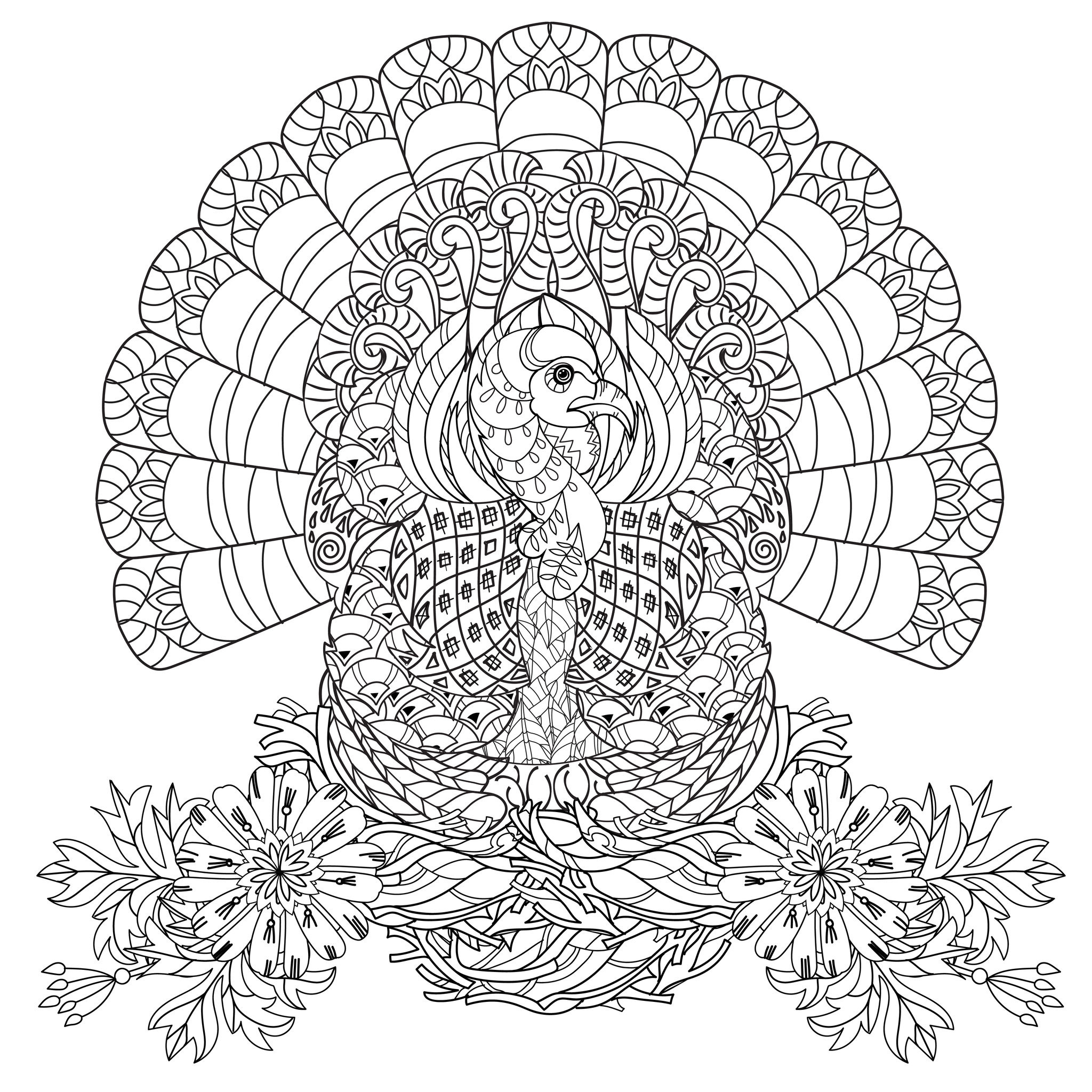Thanksgiving Turkey - Thanksgiving Coloring Pages For Adults for Thanksgiving Coloring Pages For Adults Printable