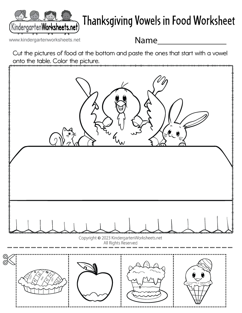 Thanksgiving Vowels In Food Worksheet - Free Printable, Digital, &amp;amp; Pdf for Kindergarten Worksheets Thanksgiving