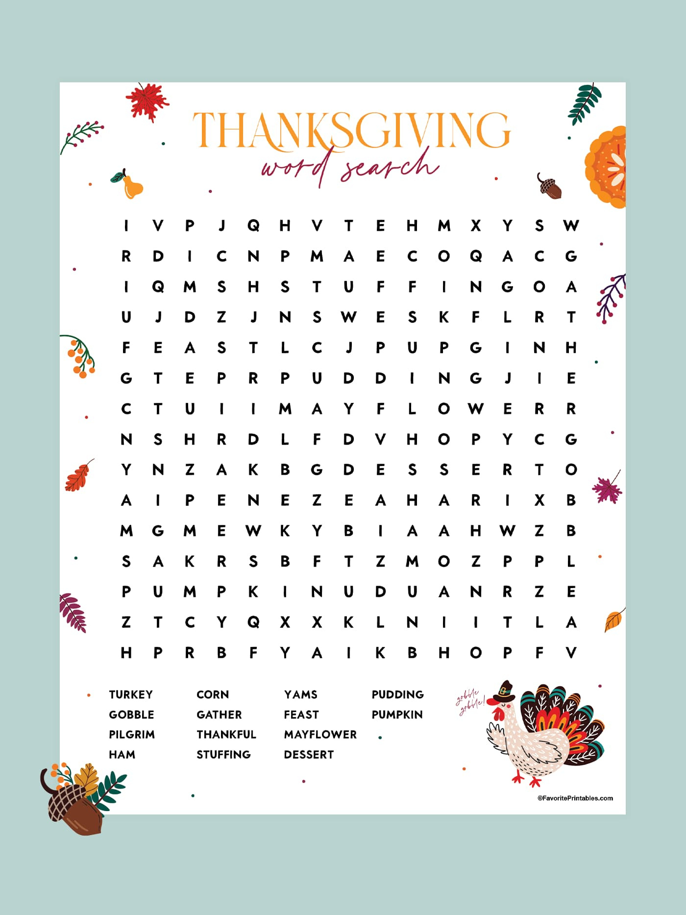 Thanksgiving Word Search, Free Printable For Kids! - Favorite with Printable Thanksgiving Word Search