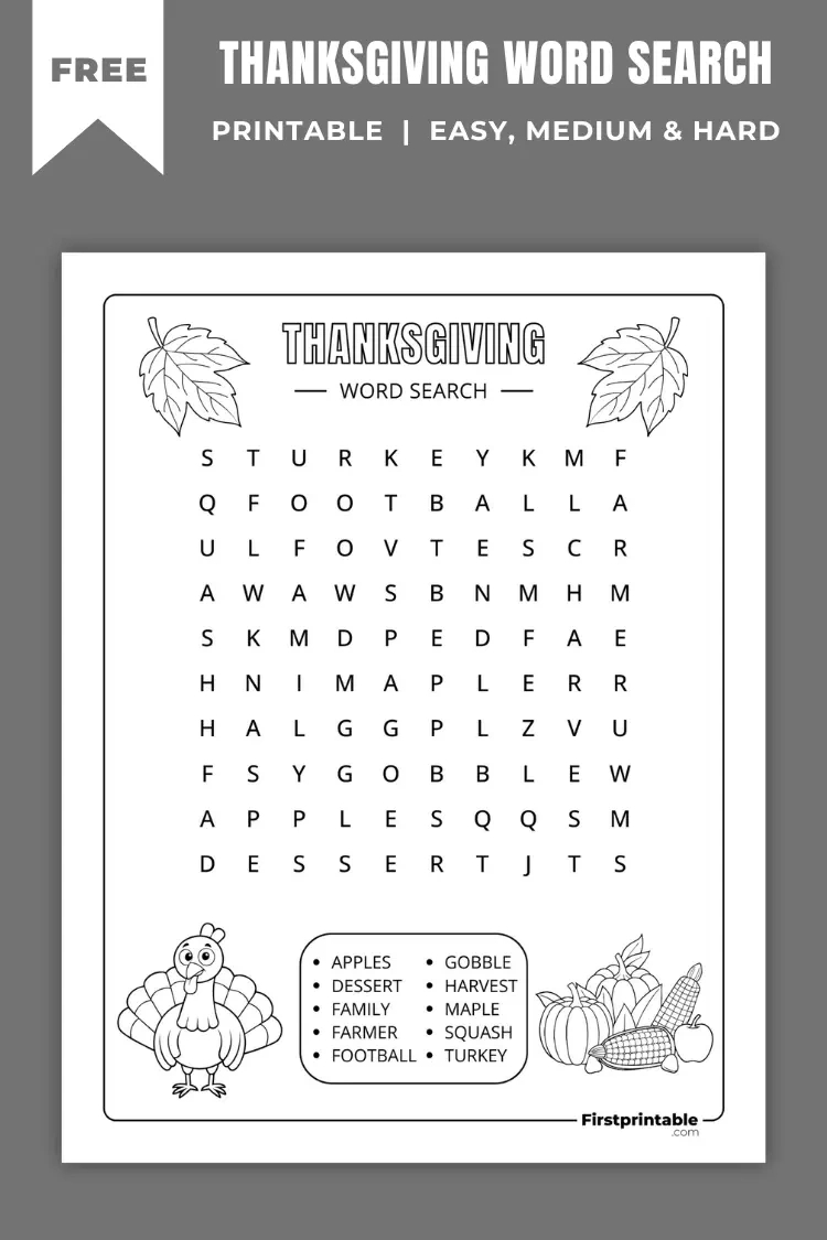 Thanksgiving Word Search Puzzles | Free Printable in Thanksgiving 2025 Word Search Printable