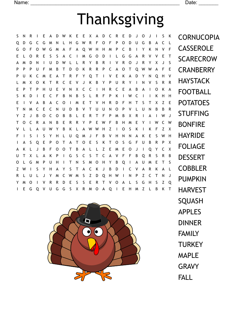 Thanksgiving Word Search - Wordmint pertaining to Printable Word Search Thanksgiving