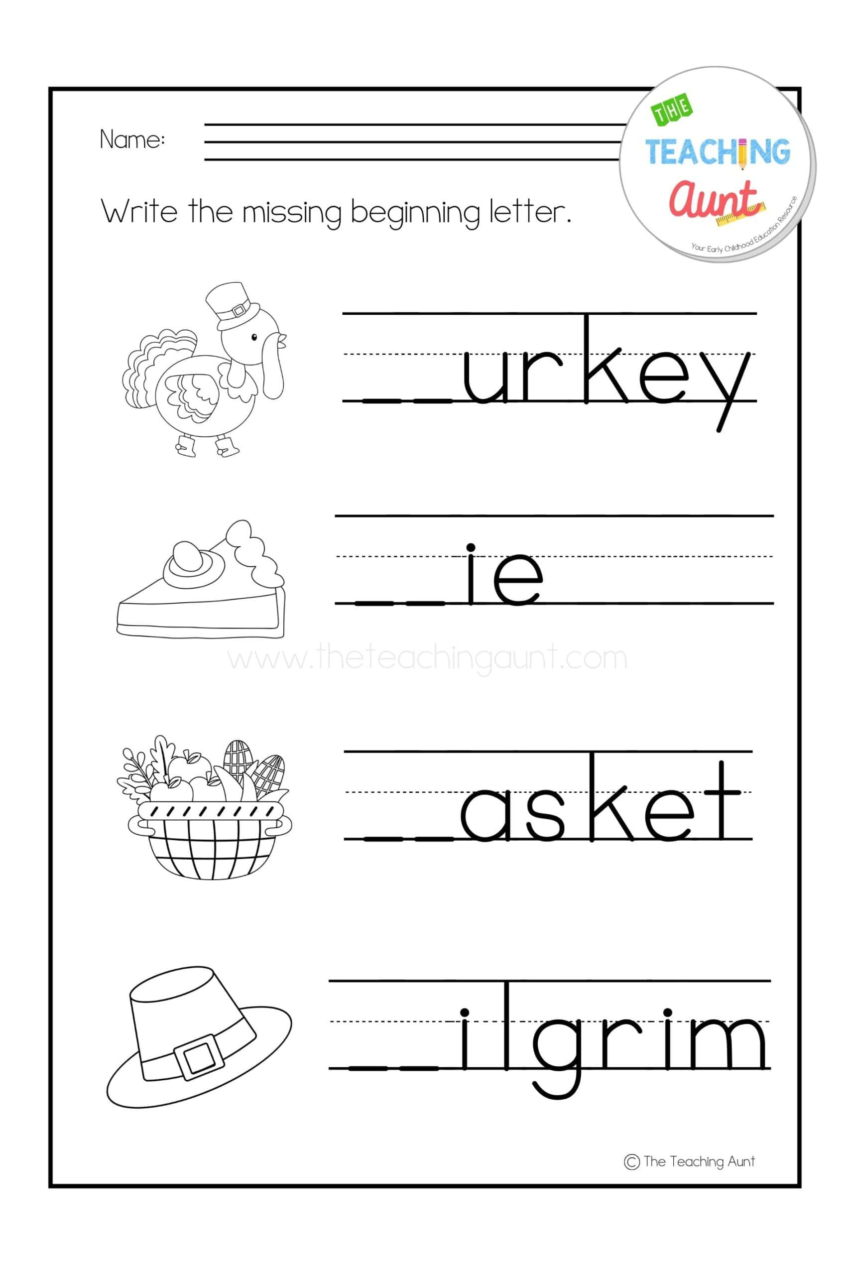 Thanksgiving Worksheets For Preschool - The Teaching Aunt in Thanksgiving Worksheets Prek