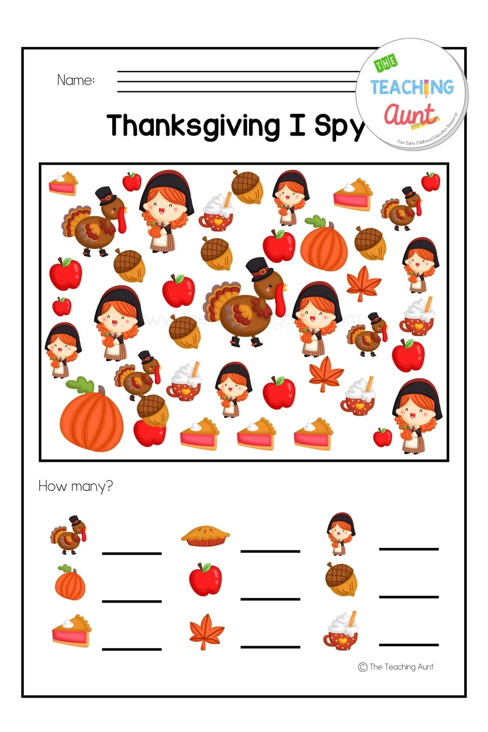 Thanksgiving Worksheets For Preschool - The Teaching Aunt within Thanksgiving Worksheets Prek