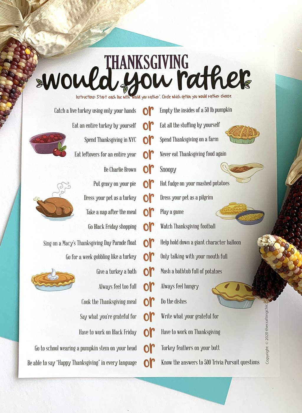 Thanksgiving Would You Rather: A Free Printable Game For The with regard to Would You Rather Thanksgiving Printable
