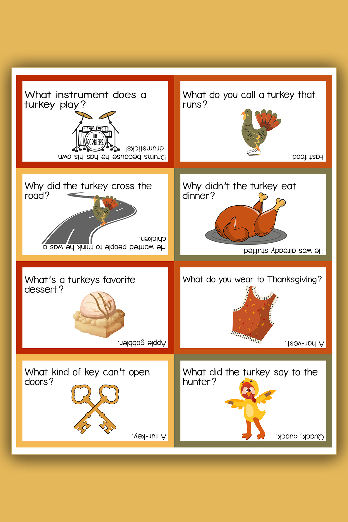 The Best Thanksgiving Jokes For Kids - Including Free Thanksgiving pertaining to Thanksgiving Jokes For Kids Printable