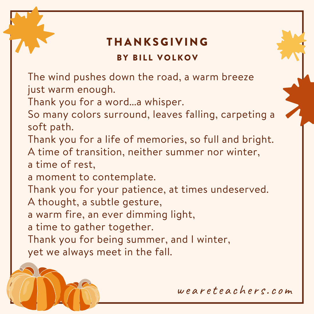 The Best Thanksgiving Poems For Kids Of All Ages And Reading Levels regarding Thanksgiving Poems For Work