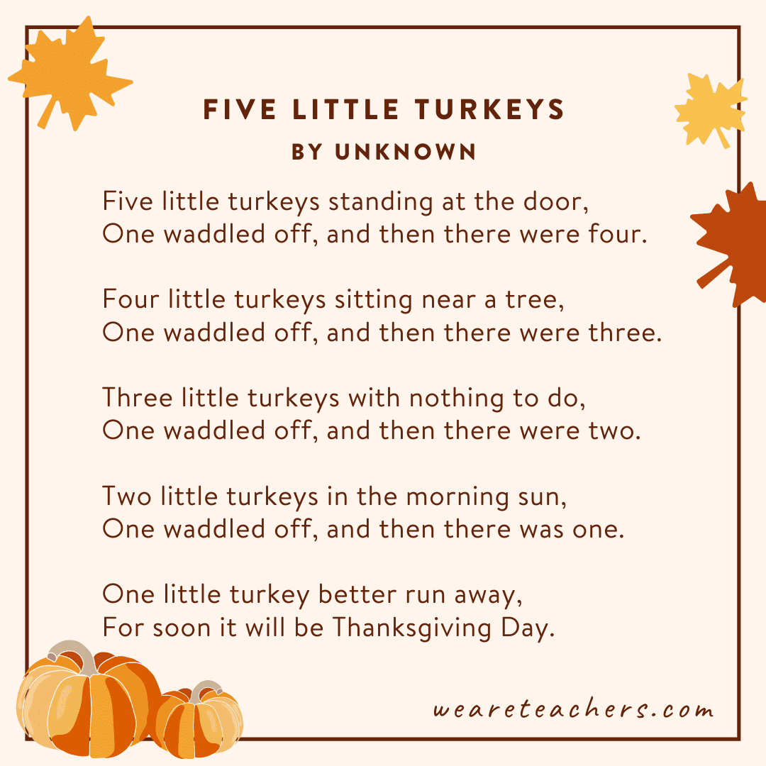 The Best Thanksgiving Poems For Kids Of All Ages And Reading Levels within Thanksgiving Poems For Second Graders