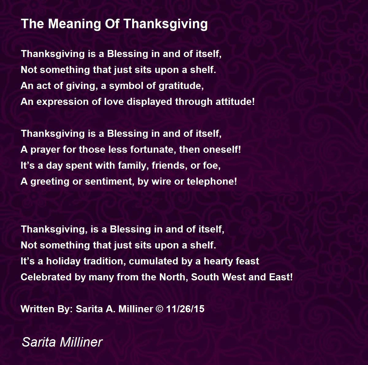 The Meaning Of Thanksgiving - The Meaning Of Thanksgiving Poem regarding The Meaning of Thanksgiving Poem