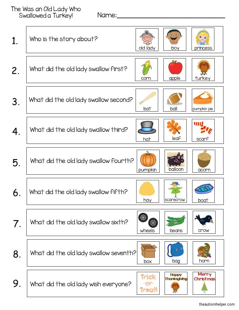 There Was An Old Lady Who Swallowed A Turkey!" With Freebies - The intended for There Was An Old Lady Who Swallowed a Turkey Printable