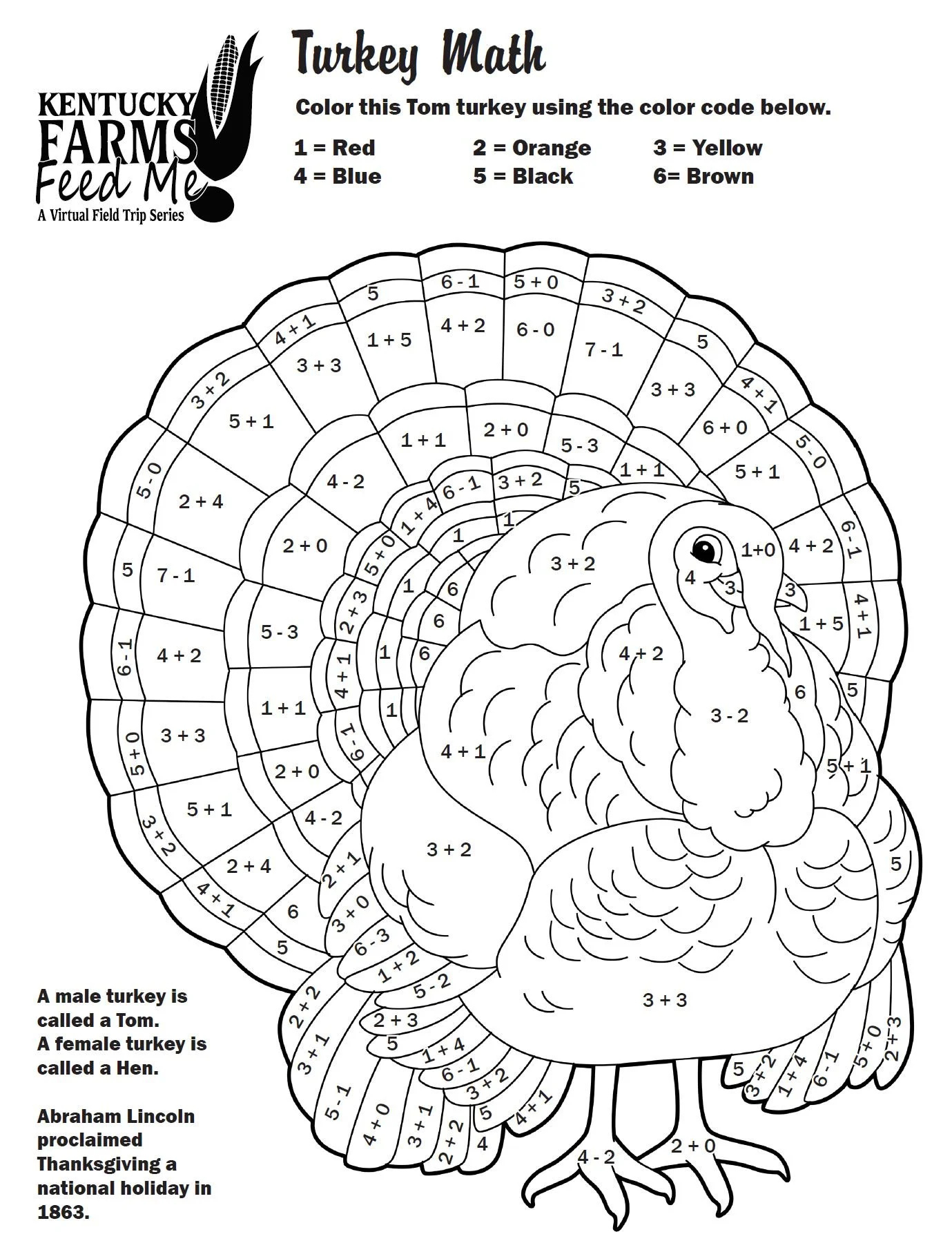 Turkey Colornumber Worksheets — #Teachkyag within Thanksgiving Color By Number Printables