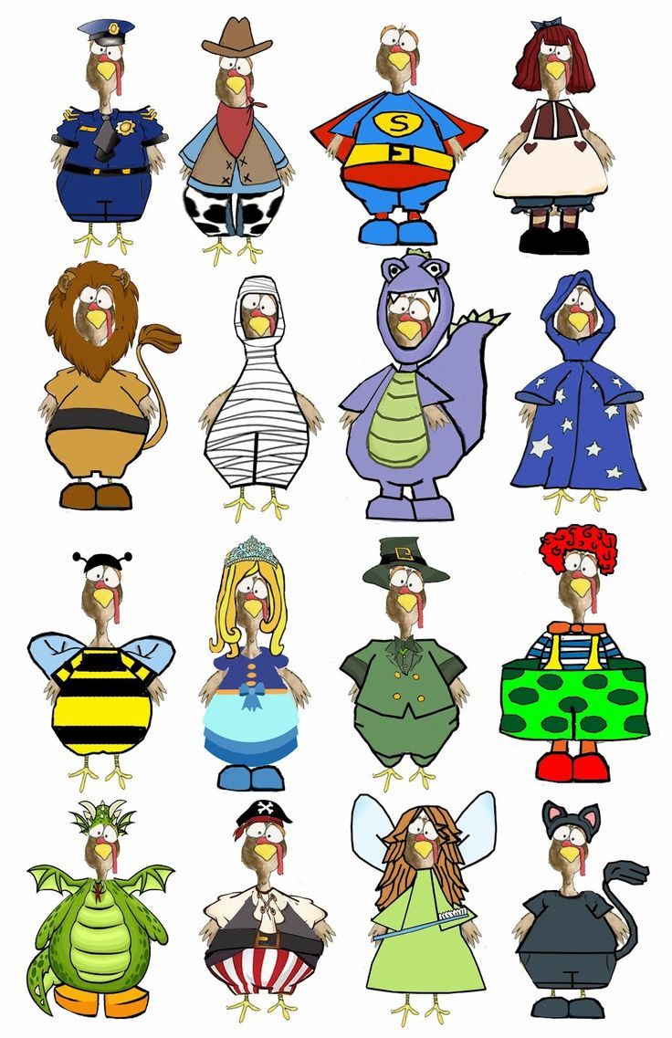 Turkey Costumes For Story Writing within Turkey in Disguise Printable Outfits