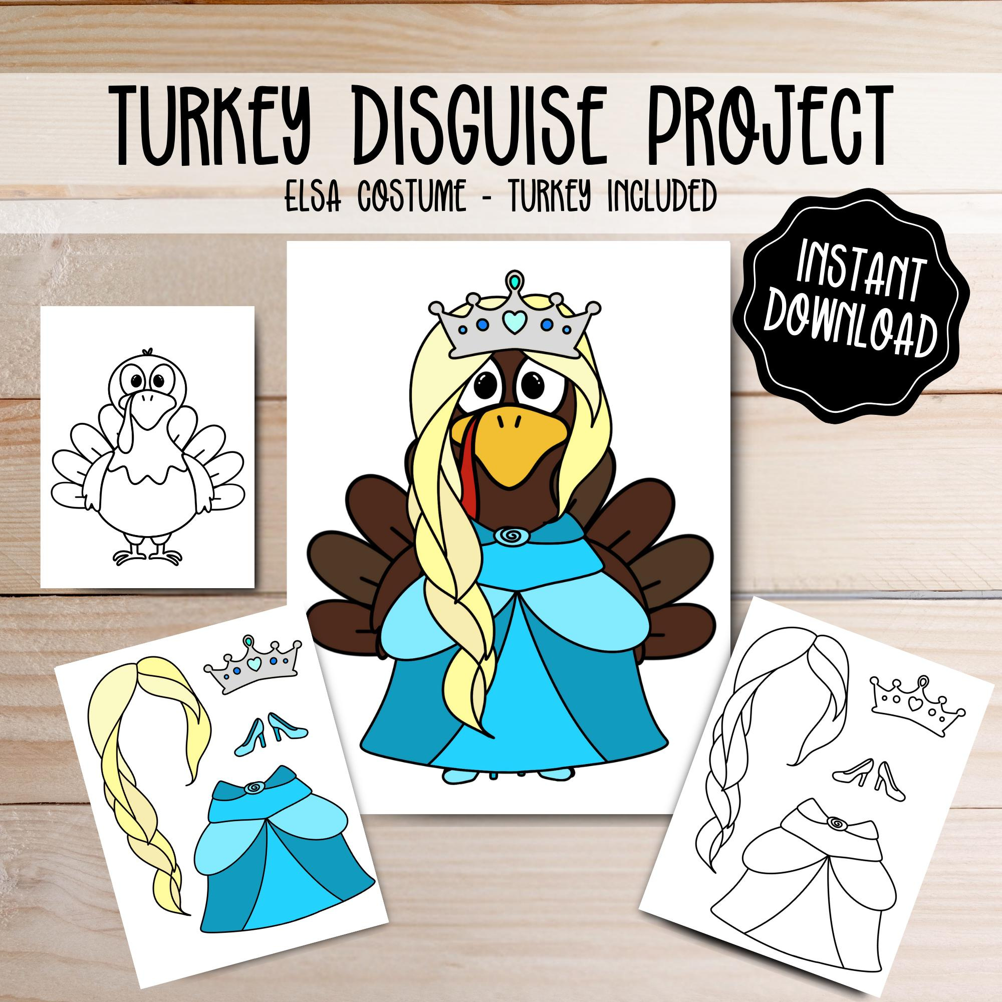 Turkey Disguise Printable - Elsa Costume - Thanksgiving School intended for Template Turkey in Disguise Printable Outfits
