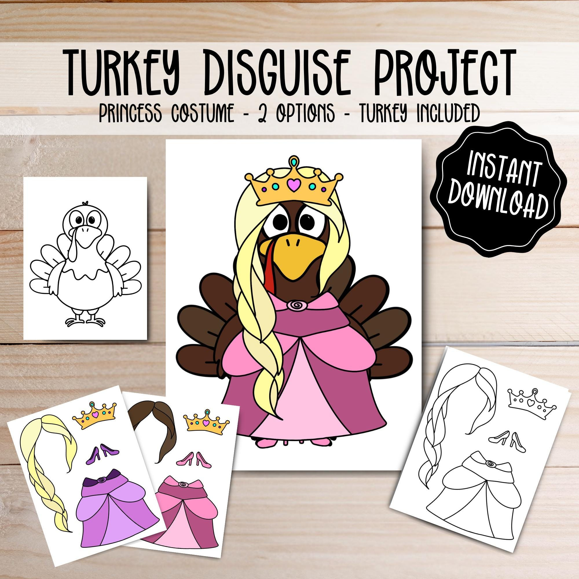 Turkey Disguise Printable: Princess Costume Craft (Digital regarding Turkey In Disguise Project Princess