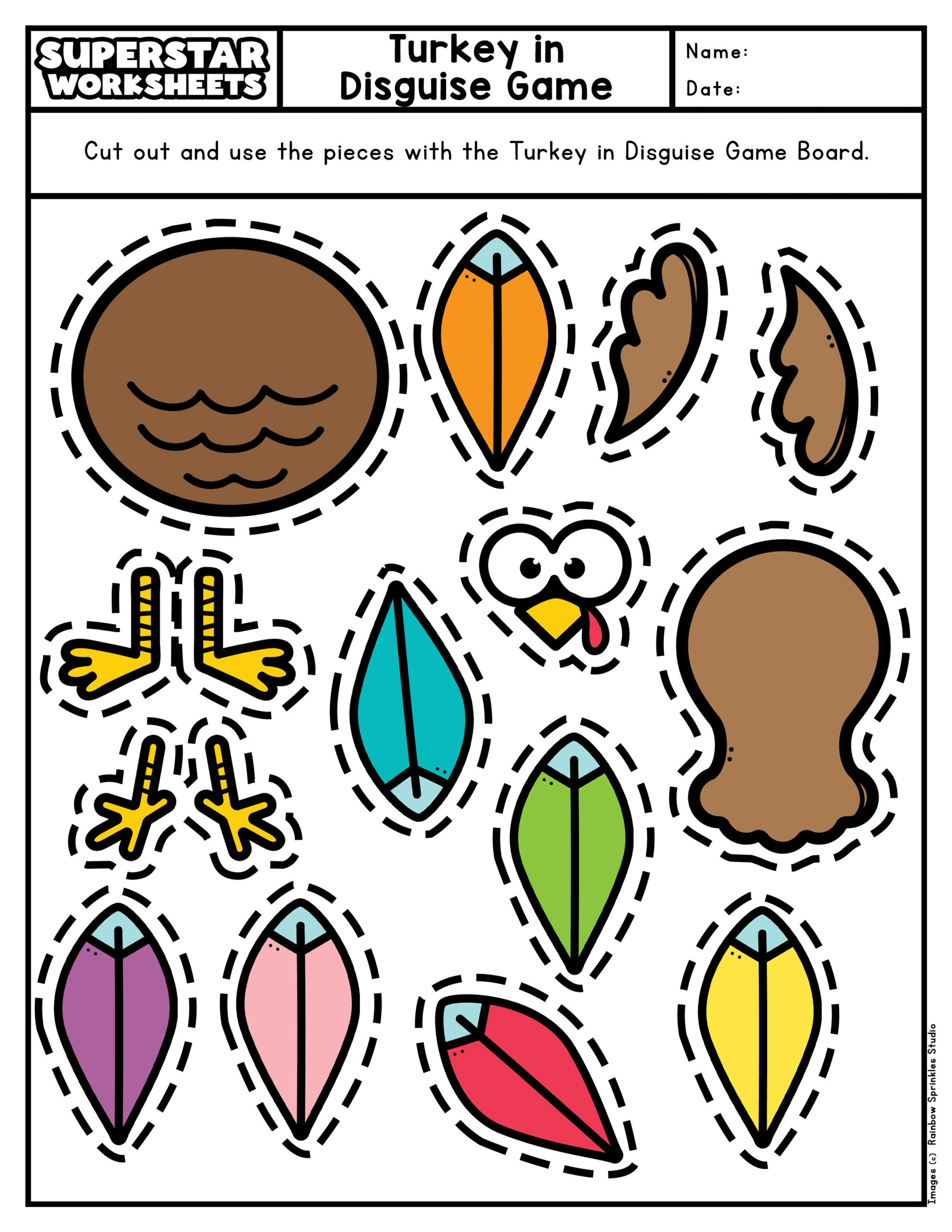 Turkey Disguise Project - Superstar Worksheets within Turkey in Disguise Sheet