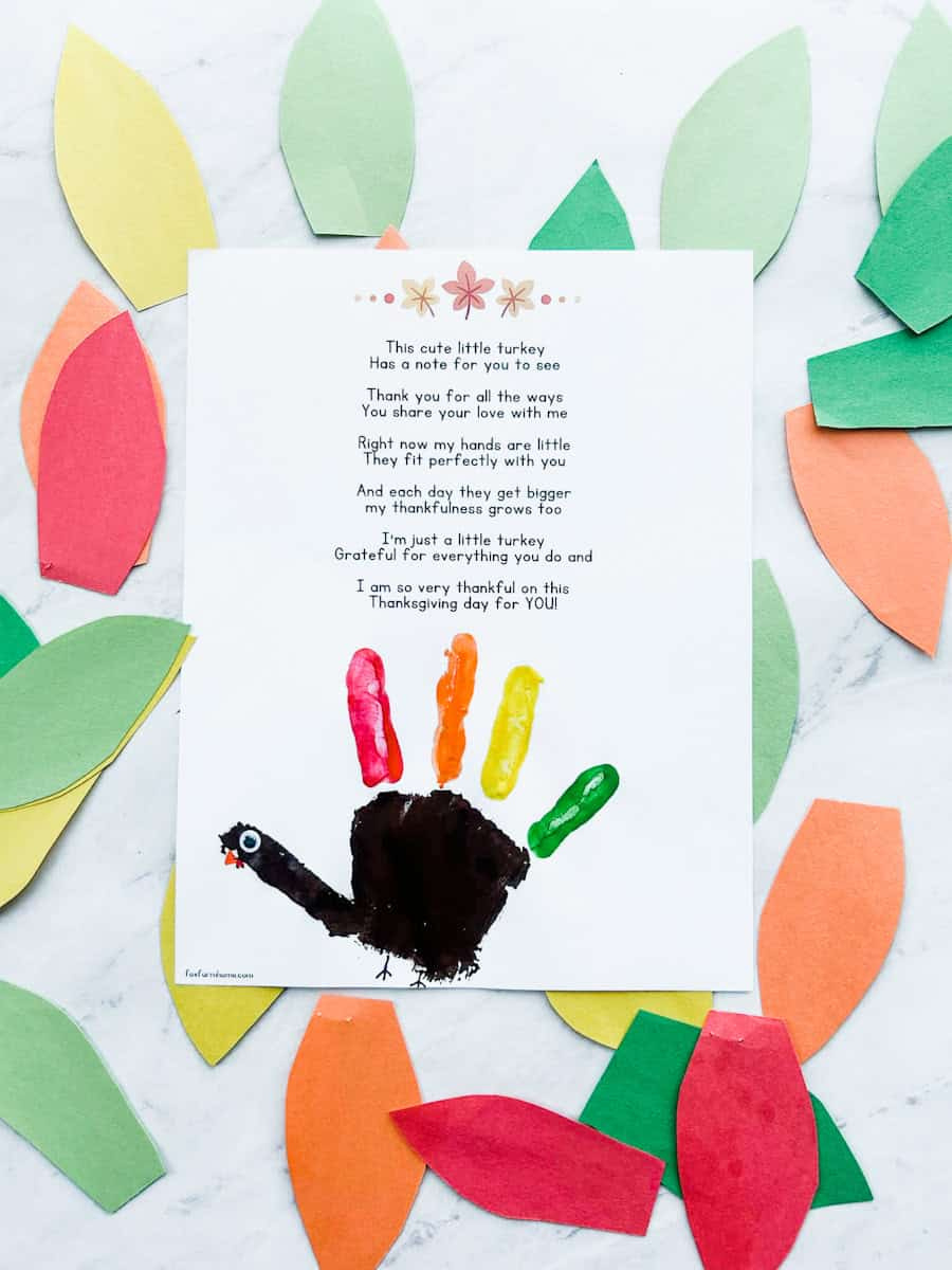 Turkey Handprint Poem | Free Printable Template - Fox Farm Home with regard to Turkey Handprint Poem Free Printable