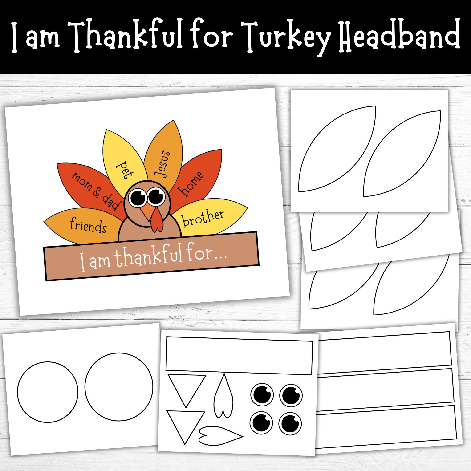 Turkey Headband Craft Template - Shop On Pinterest within Printable Pilgrim I am Thankful Headband