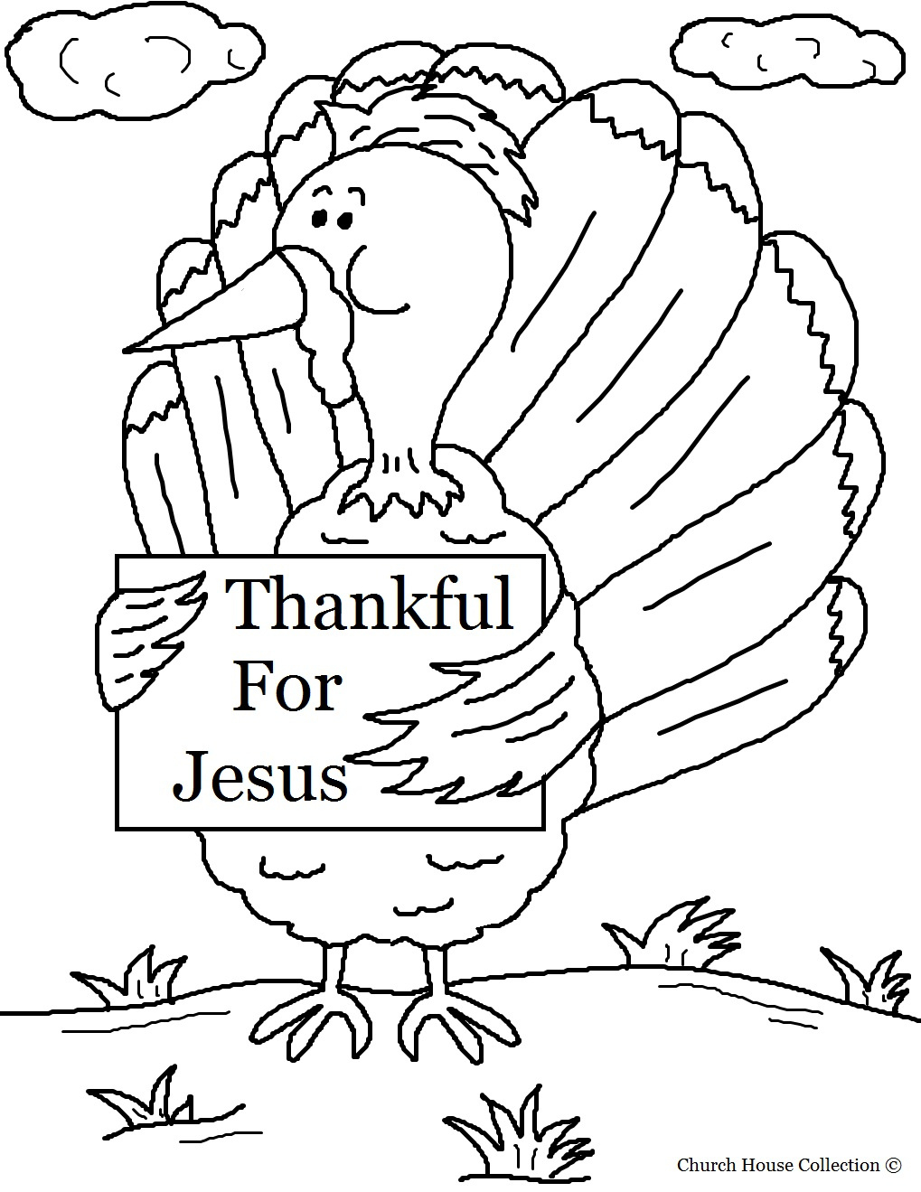 Turkey Holding Sign &amp;quot;Thankful For Jesus&amp;quot; Coloring Page pertaining to Printable I Am Thankful For Jesus Coloring Pages