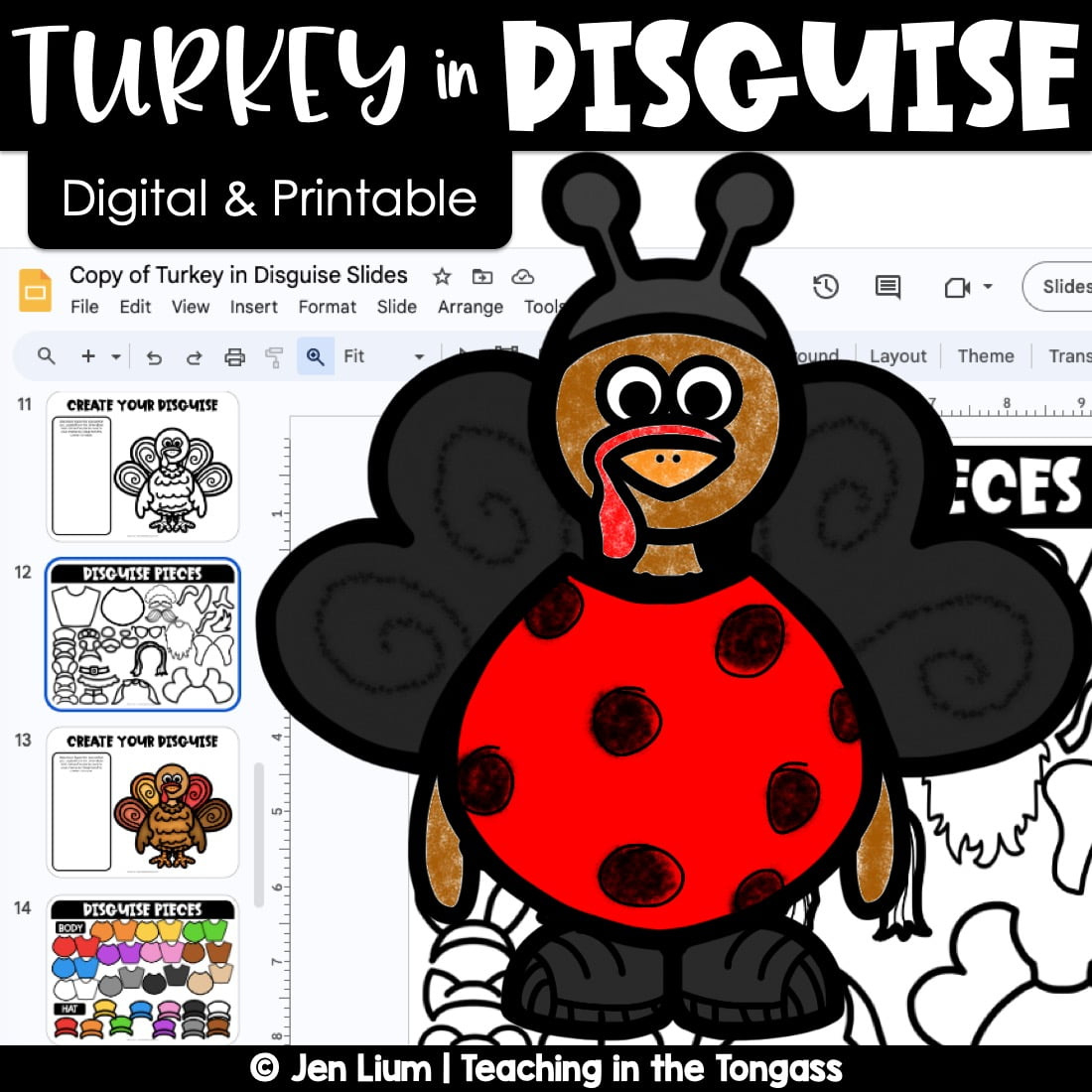 Turkey In Disguise Craft Template Project Digital And Printable in Turkey In Disguise Lesson Plan