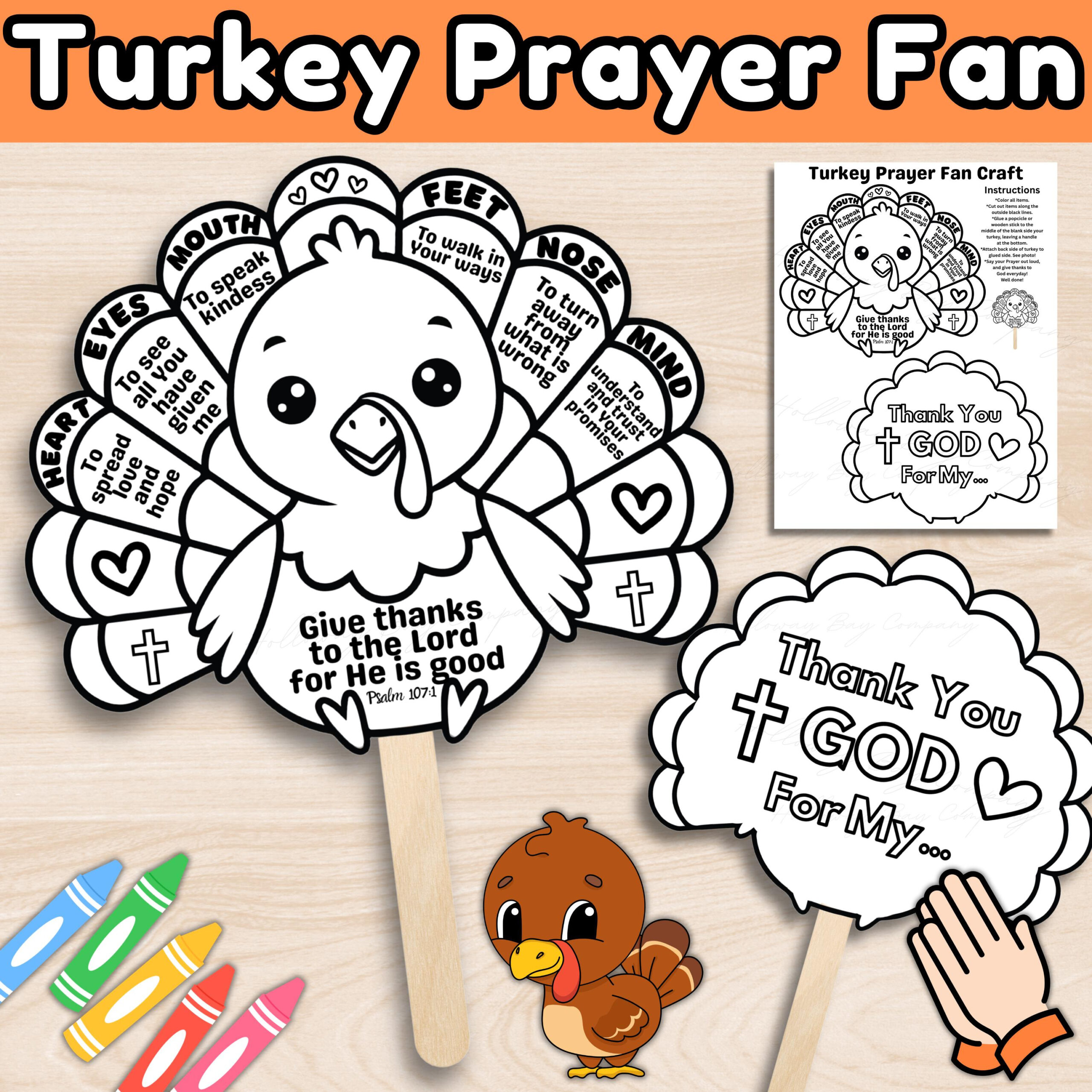 Turkey Prayer Fan Fall Crafts For Kids, Sunday School Lesson in I am Thankful For God Turkey Printable