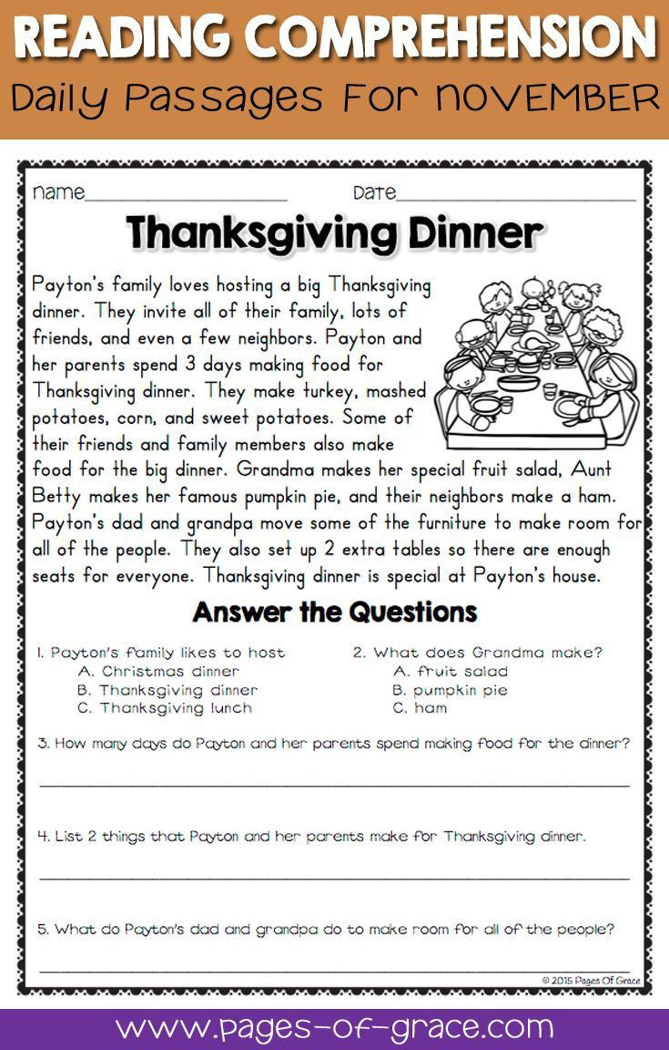 Wh Question Worksheets 6Cc pertaining to Printable Thanksgiving Reading Comprehension