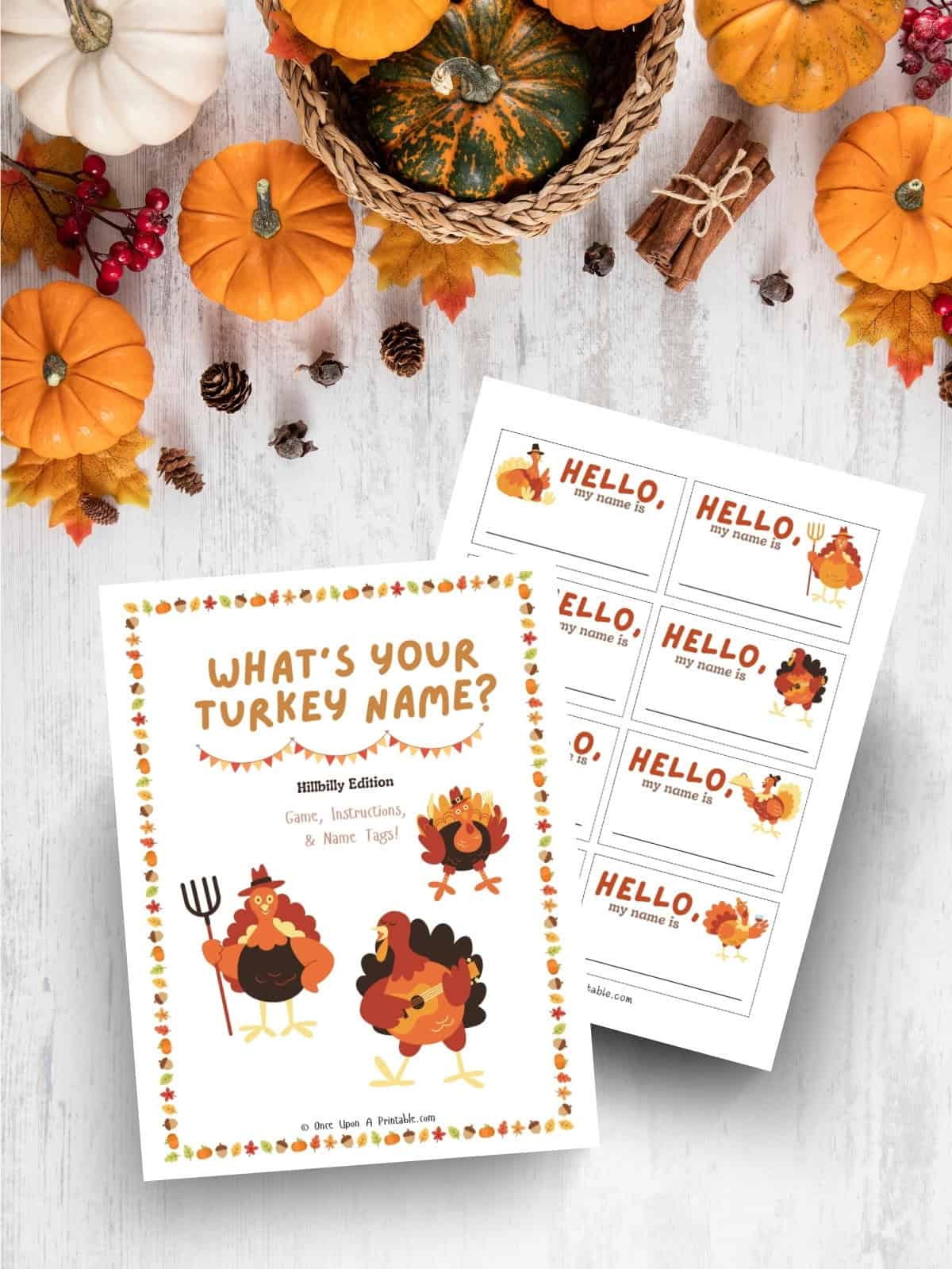 What'S Your Turkey Name?" Game Free Printable - Once Upon A Printable intended for Free Printable Turkey Name Tags