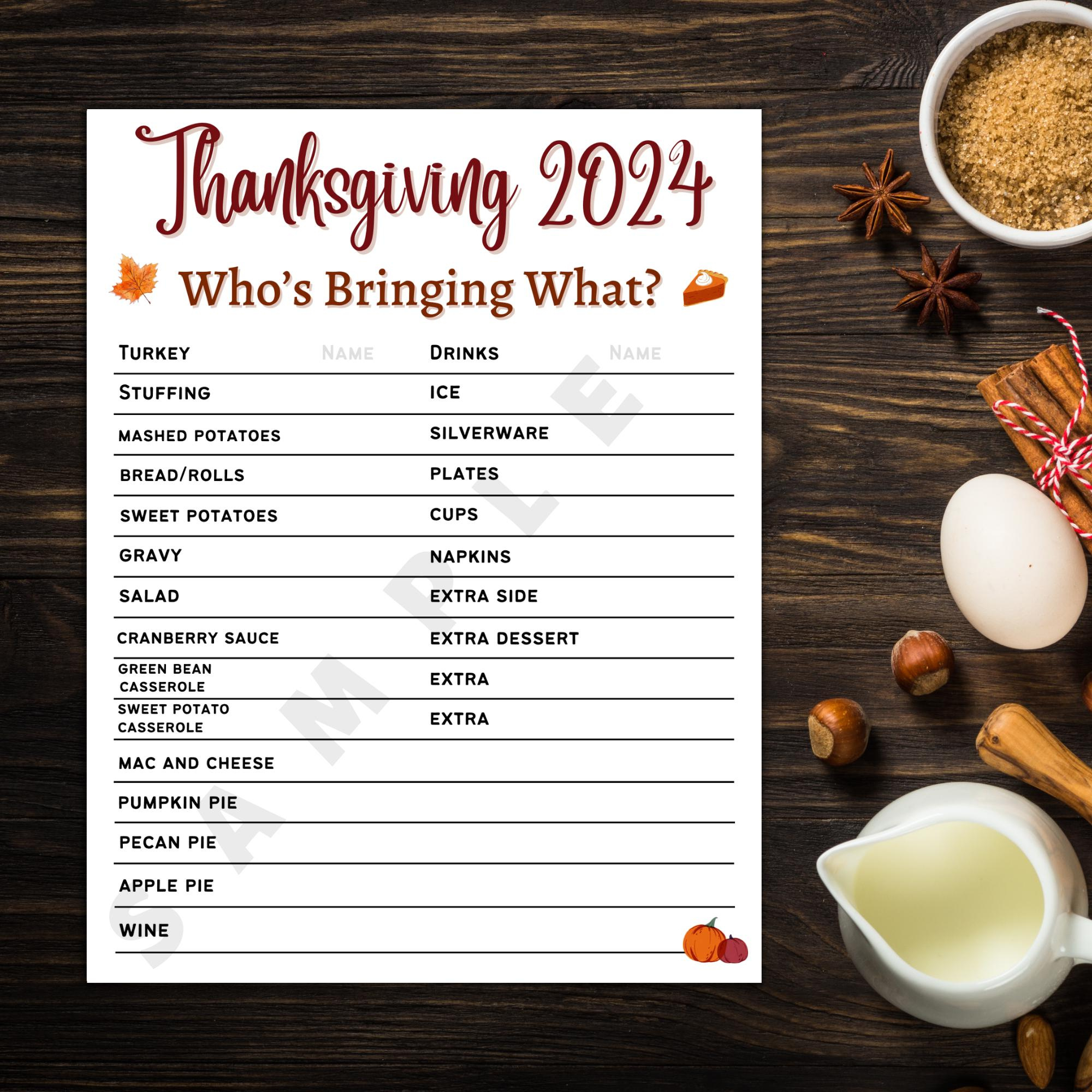 Who&amp;#039;S Bringing What To Thanksgiving Printable Template, Instant regarding Thanksgiving Food List Printable