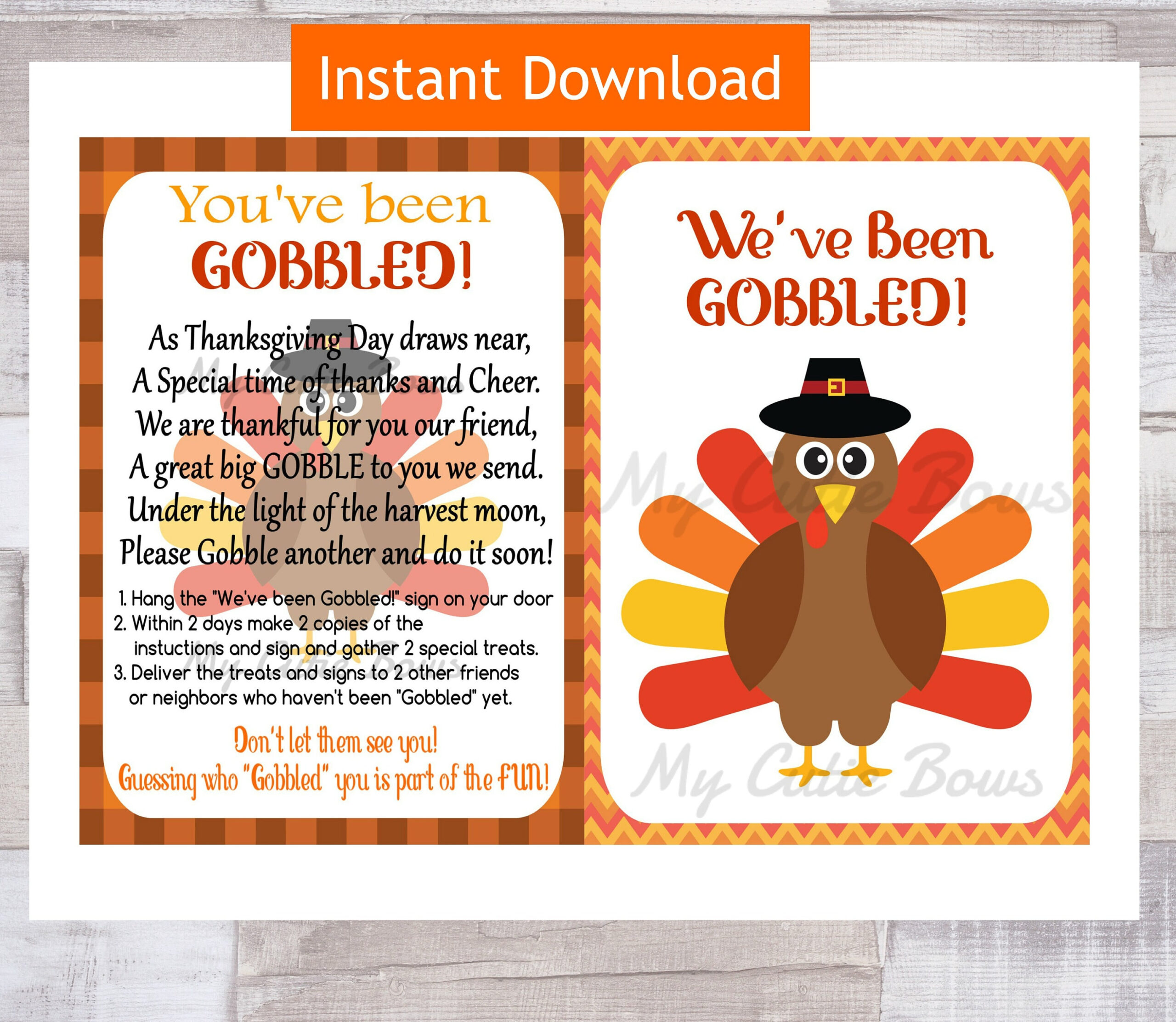 You&amp;#039;Ve Been Gobbled Digital Download - Thanksgiving Turkey regarding Printable You&amp;#039;Ve Been Gobbled Thanksgiving