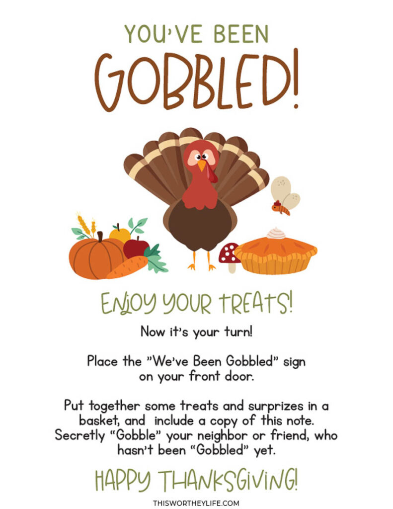 You&amp;#039;Ve Been Gobbled Printable within Printable You&amp;#039;Ve Been Gobbled Thanksgiving
