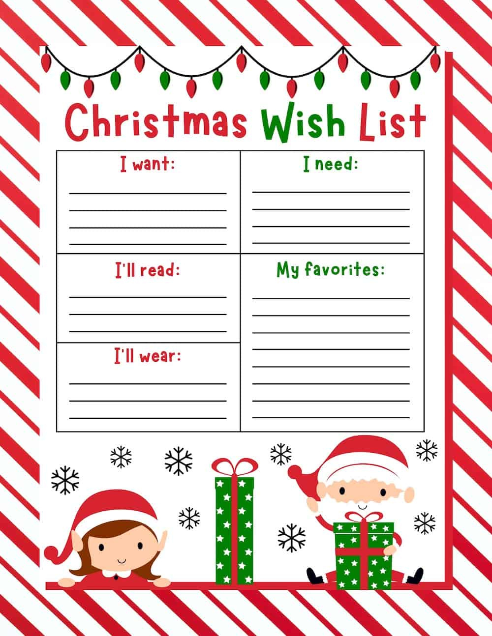 10 Free Christmas Wish List Printables For Kids - Prudent Penny for Free Printable Christmas List For Kids
