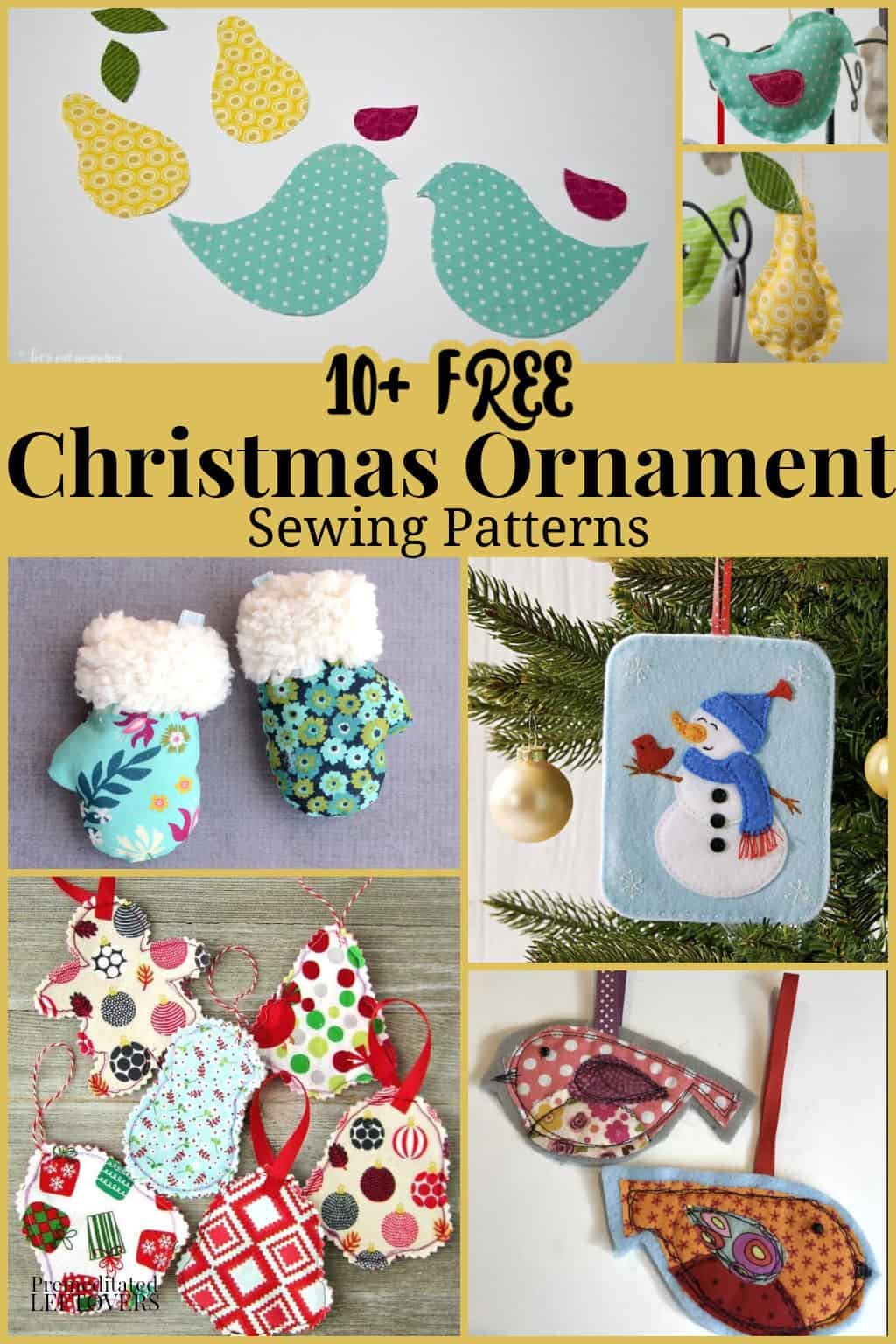 10 Free Ornament Sewing Patterns for Fabric Christmas Ornament Patterns Free Printable