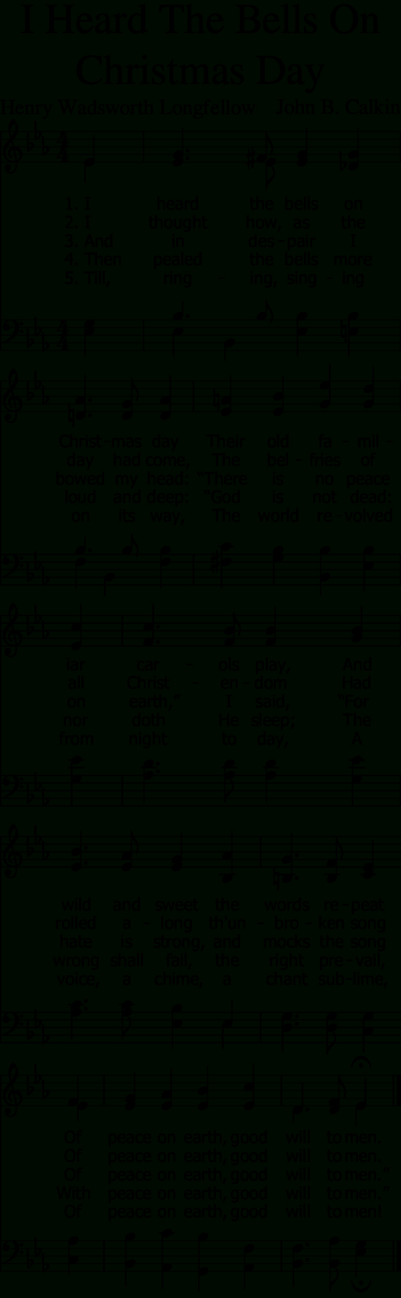 1065: I Heard The Bells On Christmas Day | Mobile Hymns in I Heard The Bells On Christmas Day Printable