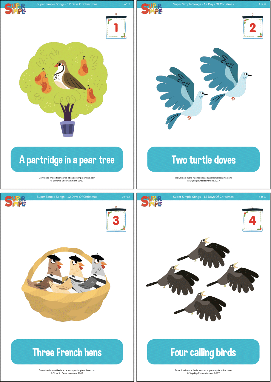 12 Days Of Christmas Flashcards - Super Simple intended for Free Printable 12 Days Of Christmas Individual Pictures