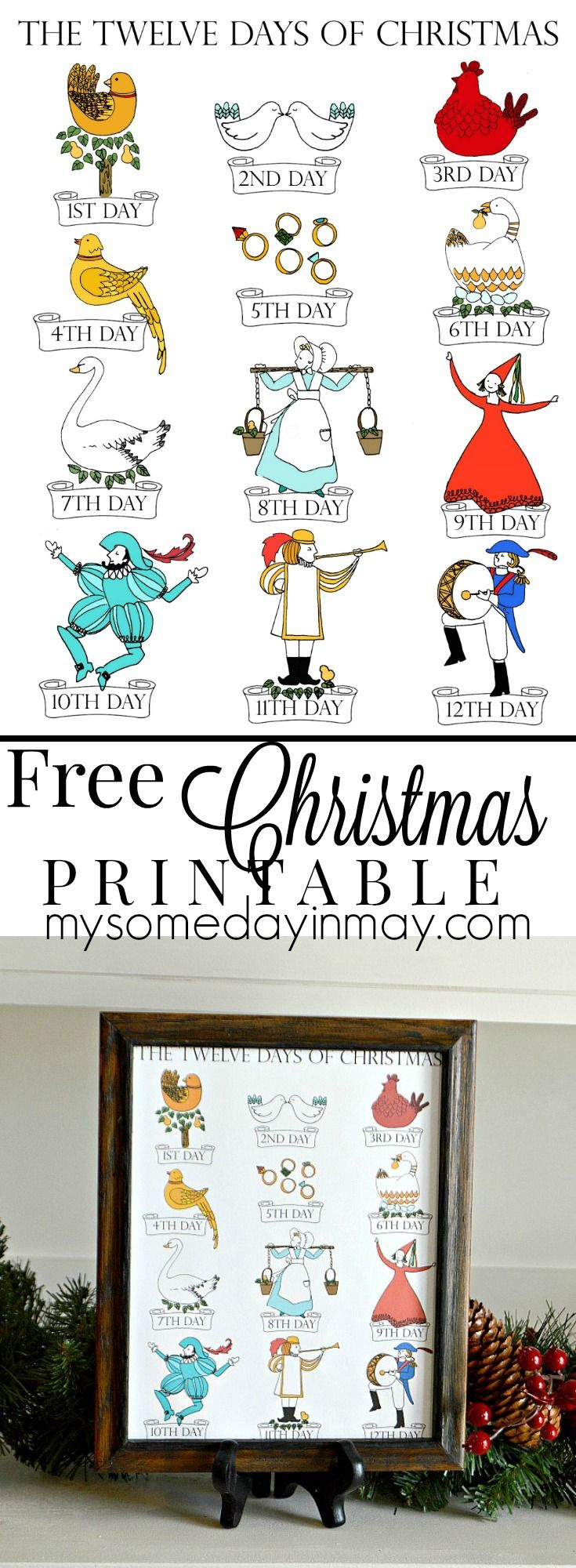 12 Days Of Christmas Printable inside Free Printable 12 Days of Christmas Pictures Printable