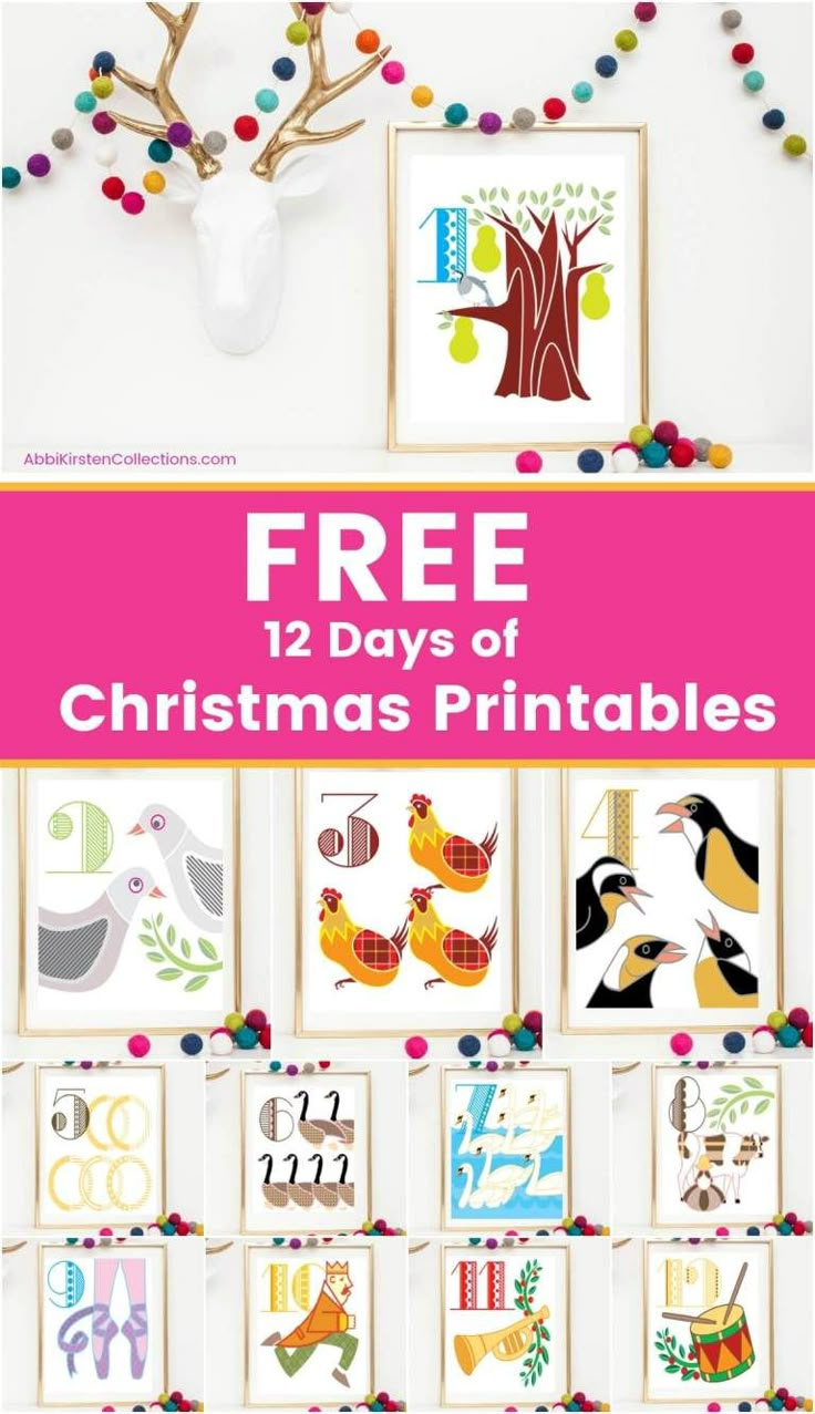 12 Days Of Christmas Printables: Free Christmas Printable Wall Art in Free Printable 12 Days Of Christmas Pictures