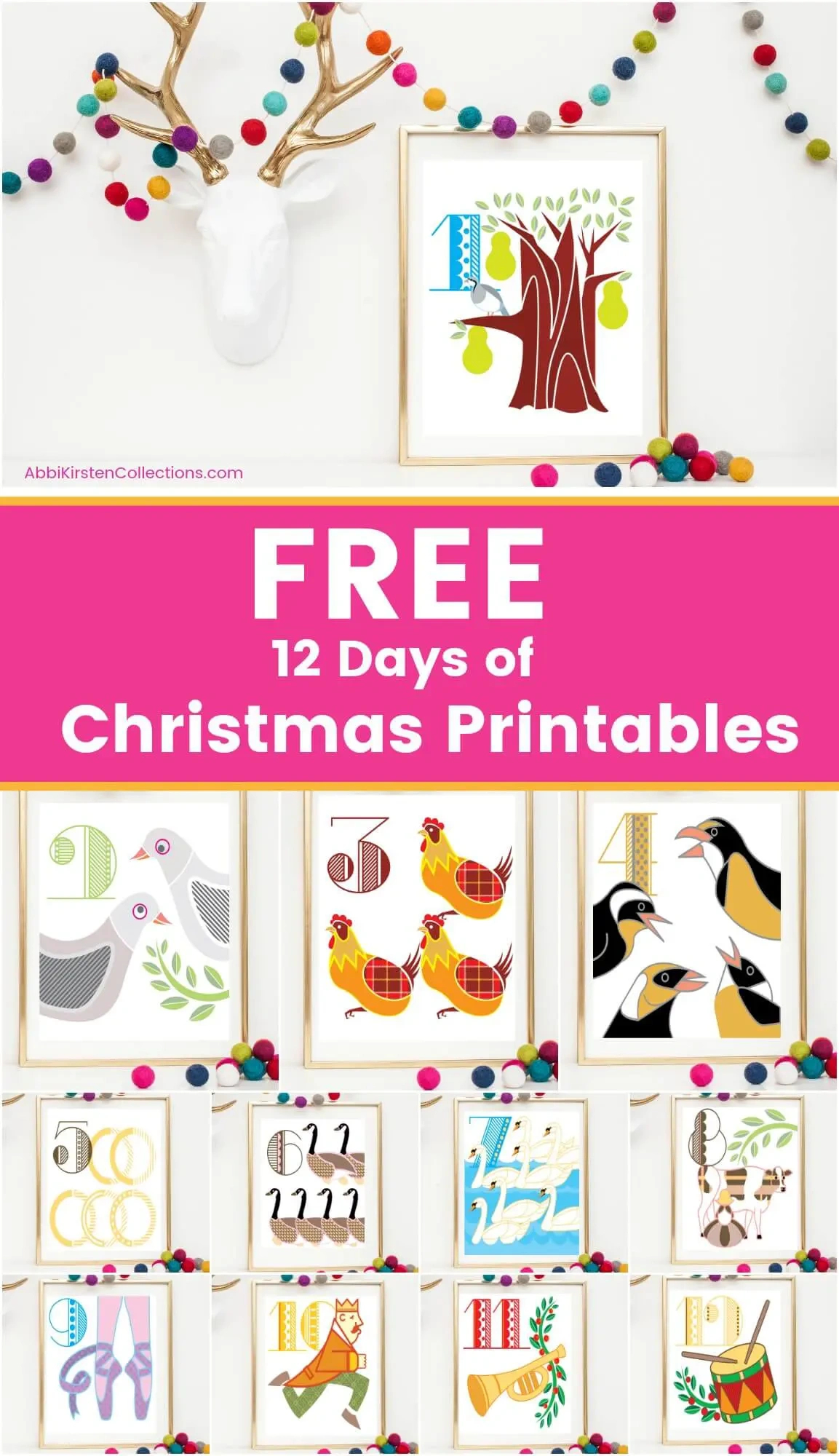 12 Days Of Christmas Printables: Free Christmas Printable Wall Art intended for Free Printable 12 Days Of Christmas Individual Pictures