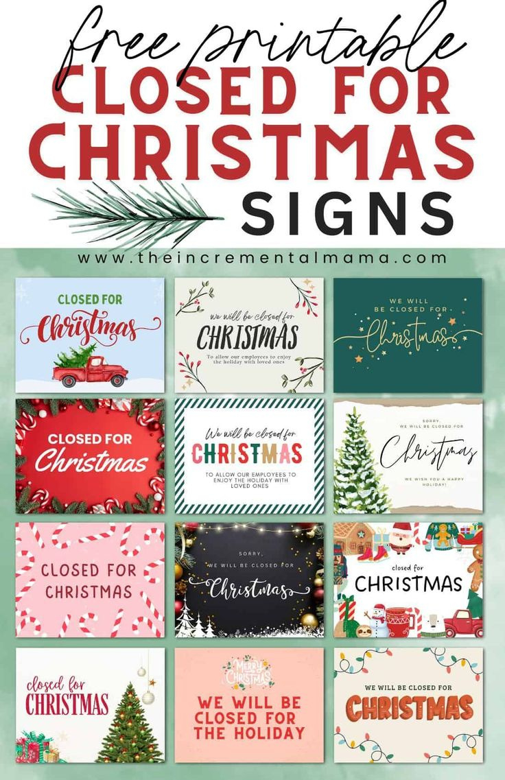 12 Free Closed For Christmas Sign Templates in Free Printable Christmas Closed Signs