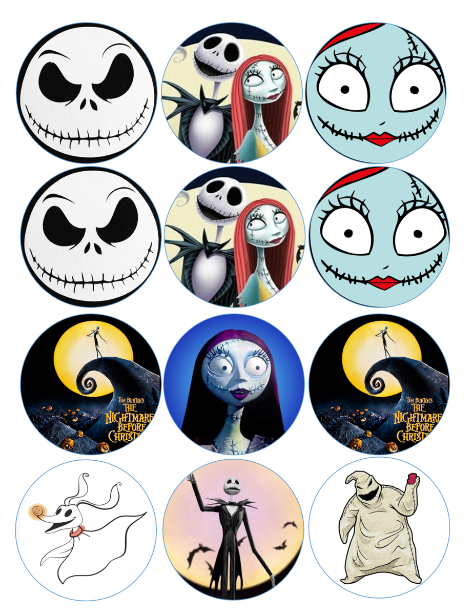 12 Nightmare Before Christmas Edible Paper, Cupcake Cookie Toppers intended for Free Printable Nightmare Before Christmas Cupcake Toppers