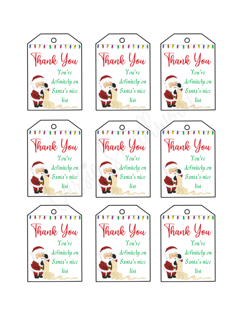 15 Insanely Cute Thank You Tags (Free Printable) - Cassie Smallwood for Free Printable Christmas Thank You Tags