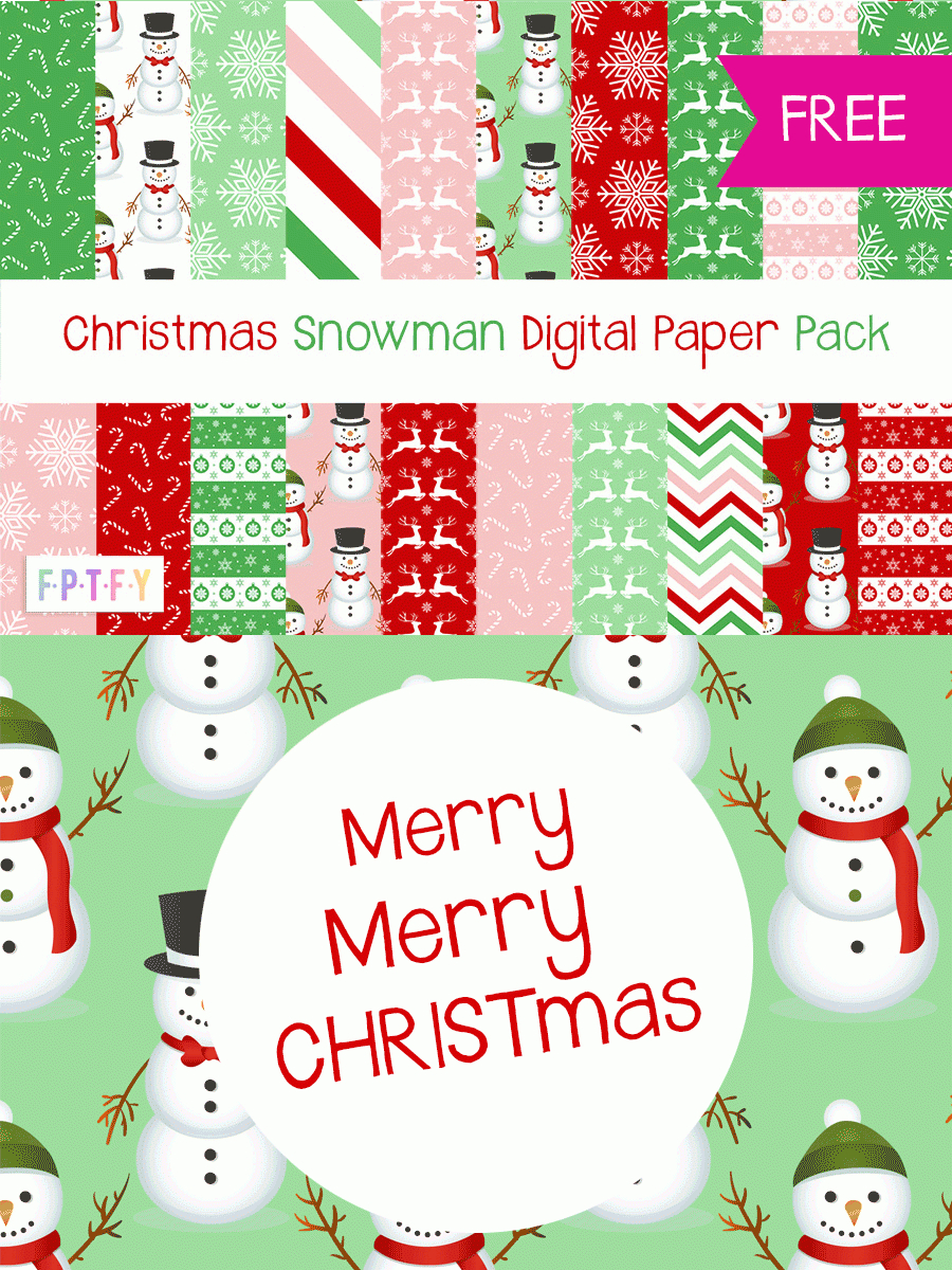20 Free Christmas Snowman Digital Paper - Free Pretty Things For You throughout Downloadable Free Printable Christmas Scrapbook Paper
