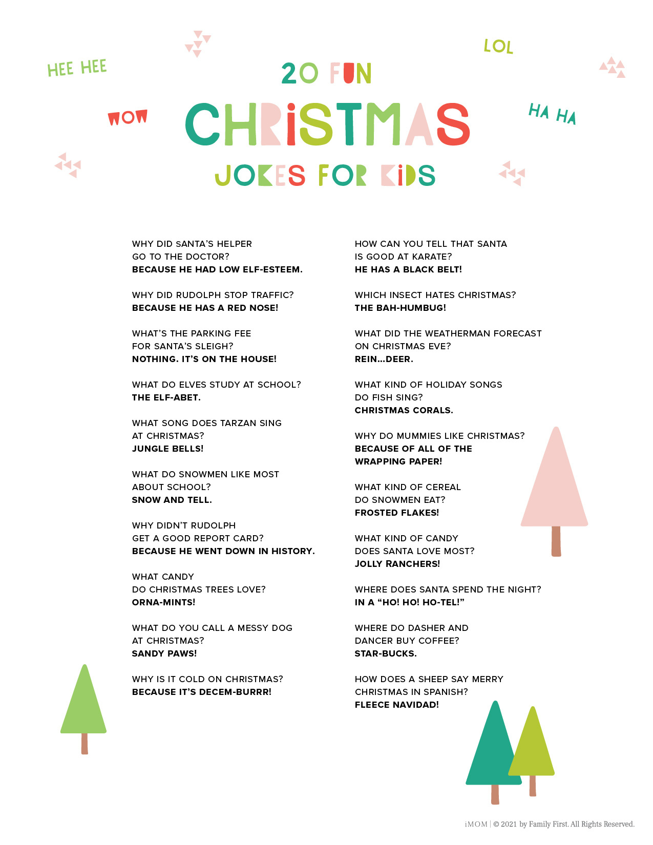 20 Fun Christmas Jokes For Kids - Imom with regard to Kids Christmas Jokes Printable