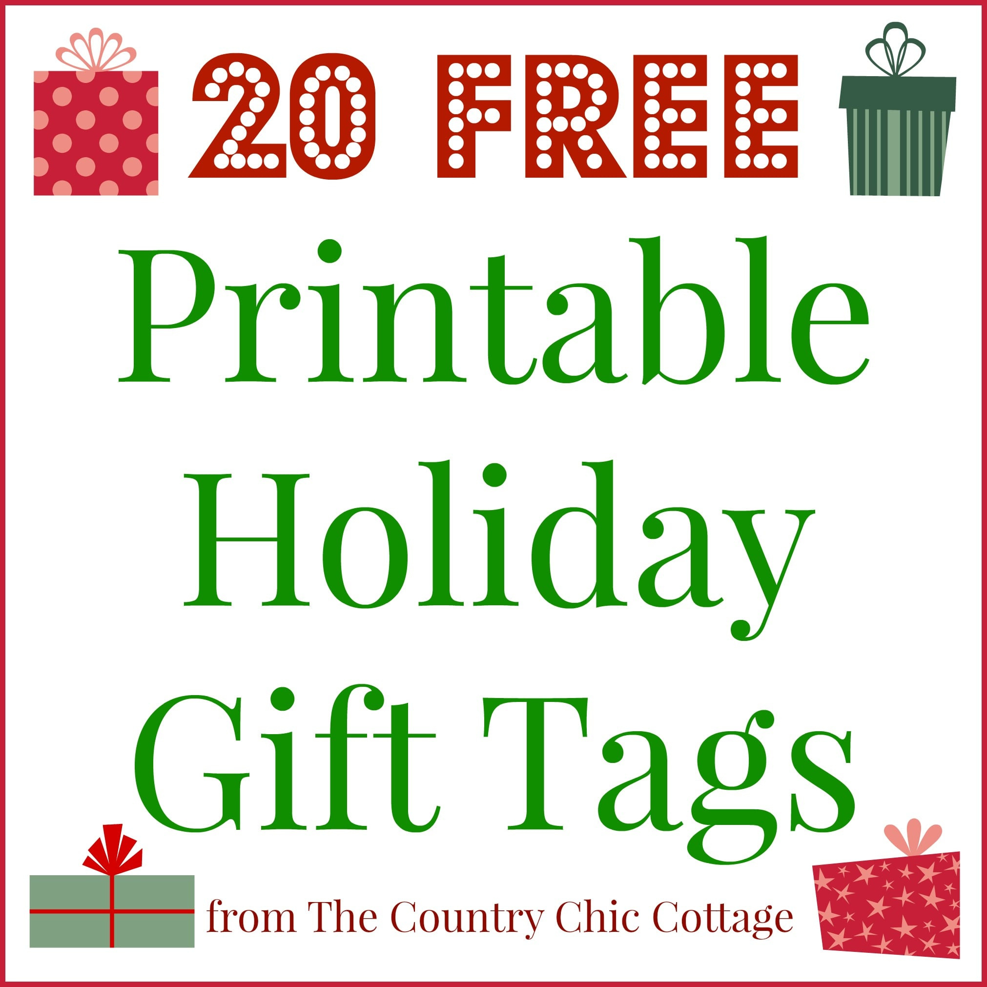 20 Printable Holiday Gift Tags (For Free!!) - Angie Holden The intended for Free Printable Customizable Christmas Gift Tags