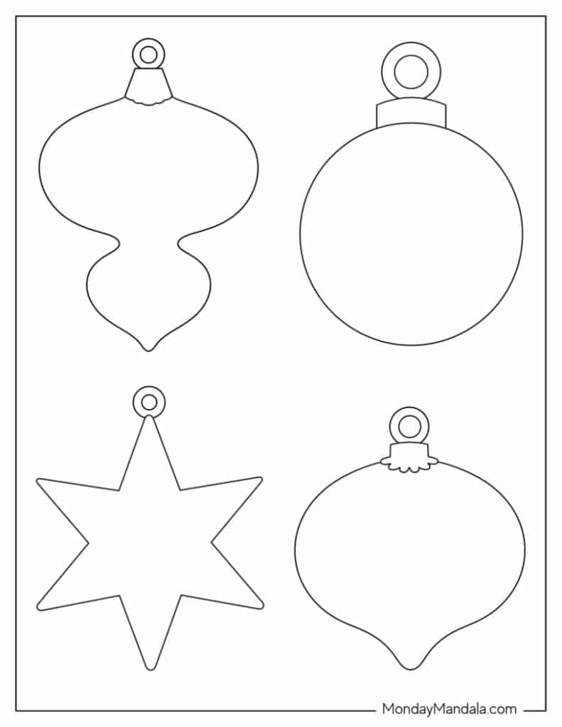 200 Printable Christmas Ornaments (Free Templates) within Printable Christmas Ornament Outline