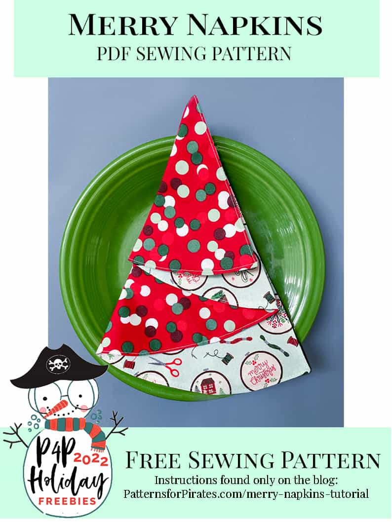 2022 Holiday Freebies :: Merry Napkins - Patterns For Pirates intended for Christmas Tree Napkin Pattern Free Printable