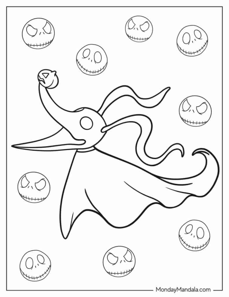 22 Nightmare Before Christmas Coloring Pages (Free Pdfs) inside Nightmare Before Christmas Zero Printable