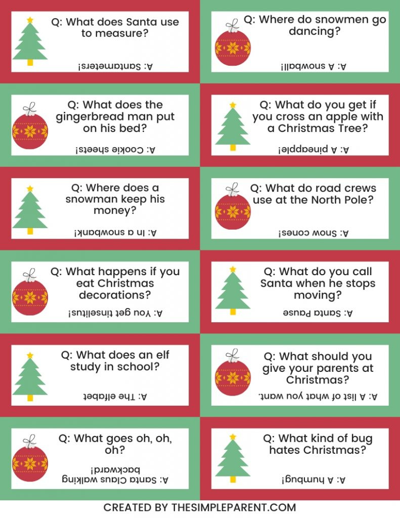 25 Christmas Jokes For Kids (With Free Printable!) - The Simple Parent inside Kids Christmas Jokes Printable