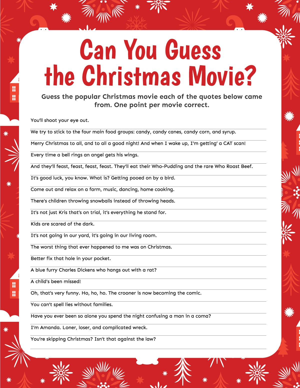 3 Christmas Movie Trivia Games {Free Printable} - Play Party Plan pertaining to Free Christmas Movie Trivia Questions and Answers Printable